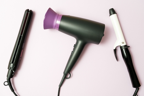 Top,View,Hair,Dryer,,Curling,Iron,,Straightener,In,Black,On